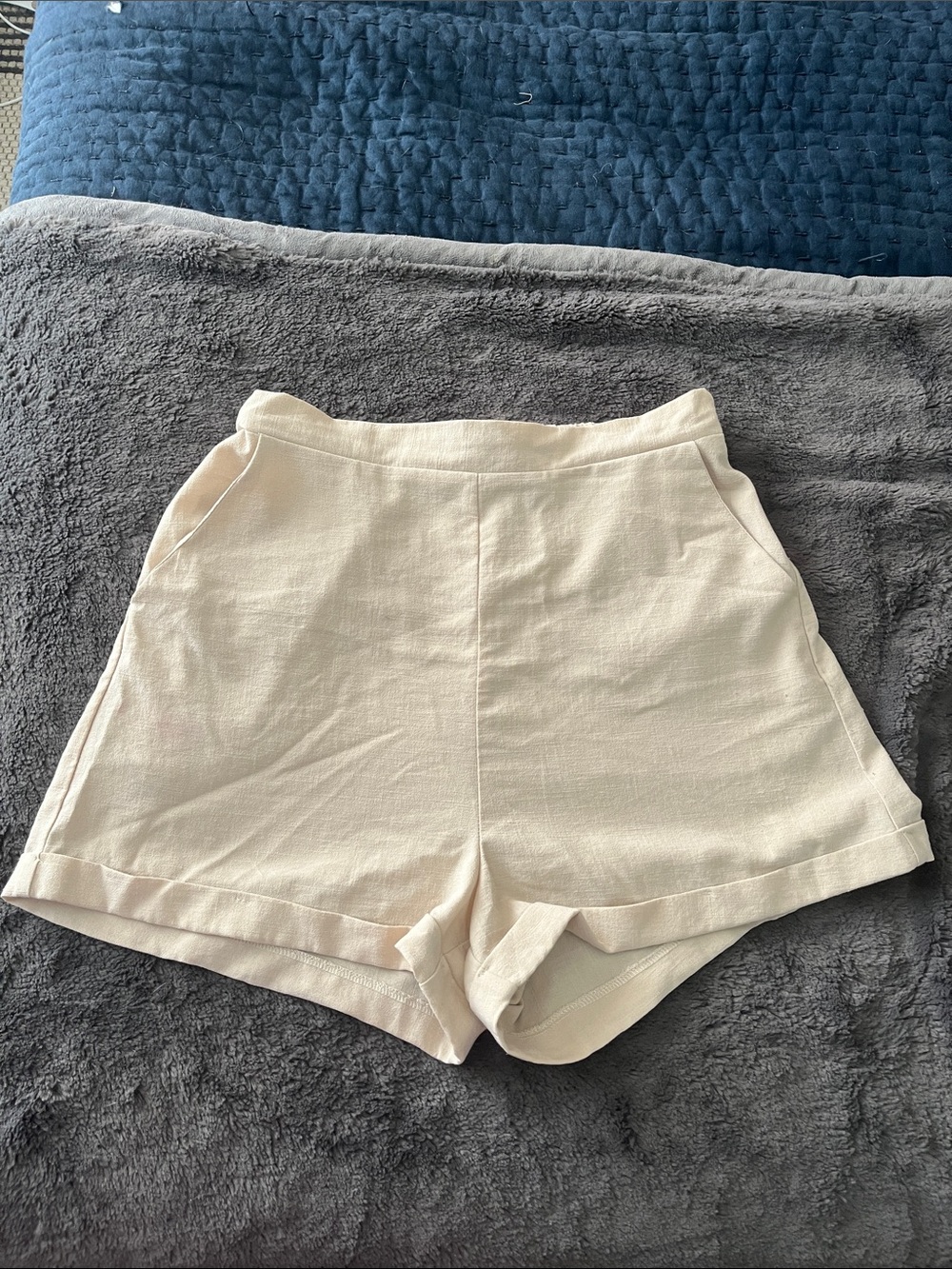 Princess Polly Cream High-Waist Tailored Shorts